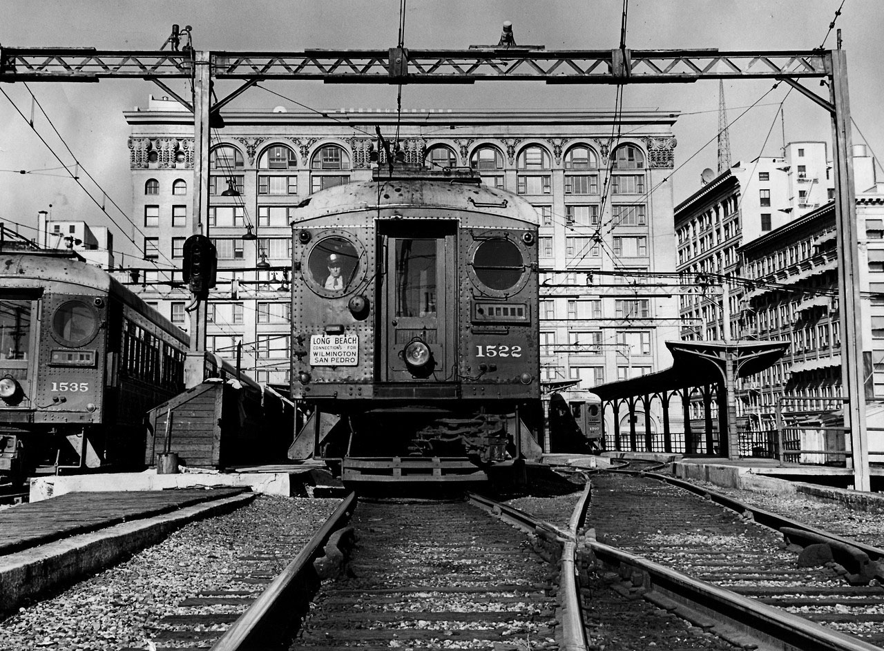 Water And Ociates 1960 A No 1522 Pacific Electric Red Car Leaves The Building At 6th And Main Streets Heading To Long Beach In Dec