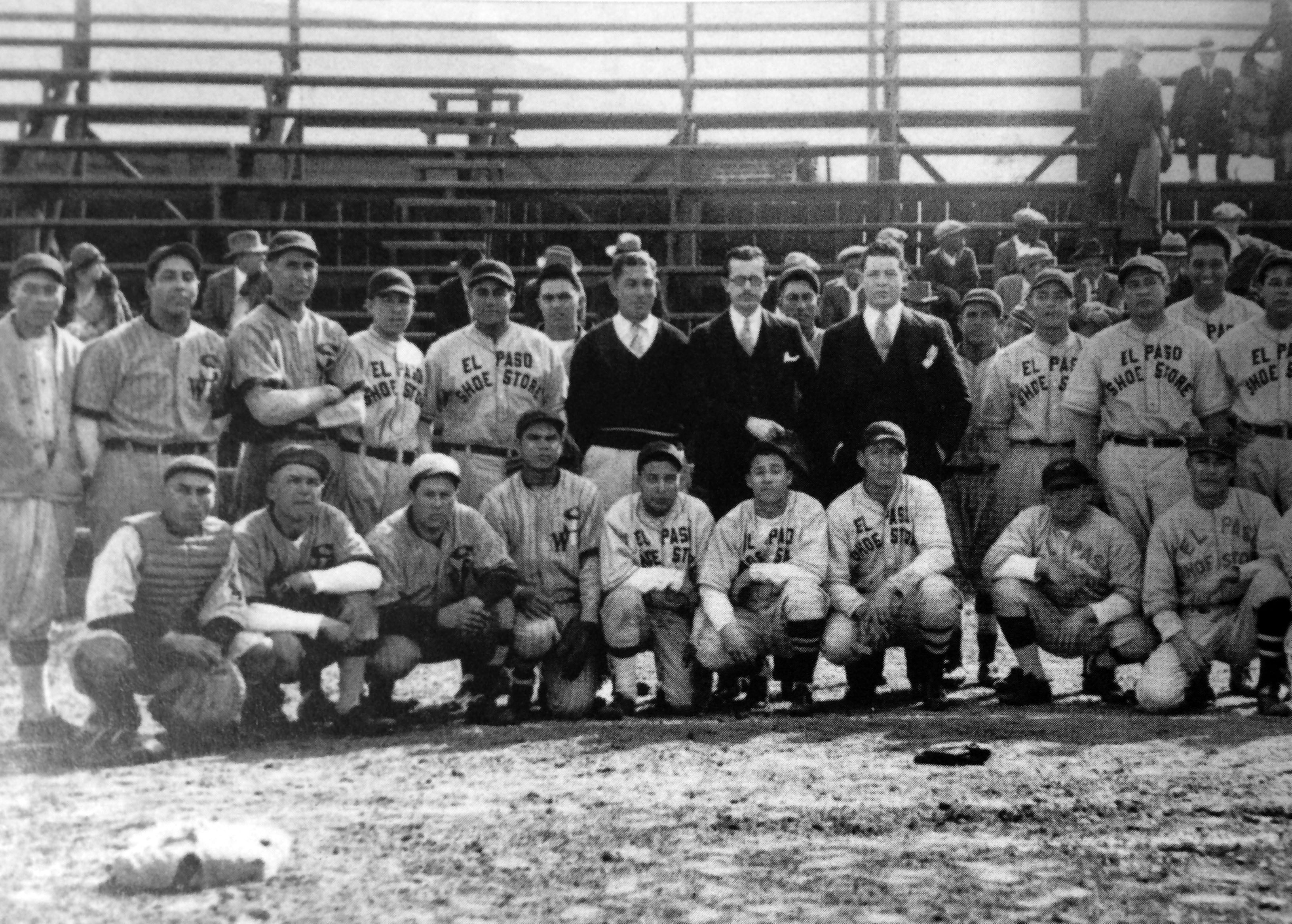 Photograph from the 1920s of an employee baseball team for W & A Fletcher  company shipyard. They …