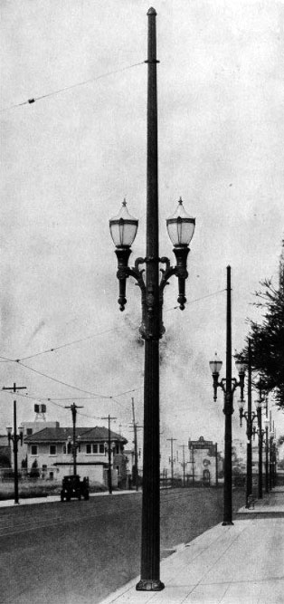 Water And Power Associates 1931 X View Looking West On 8th Street Toward Western Avenue Showing Dual Lamp Electroliers Running Down Both Sides Of The Also Seen Are Power