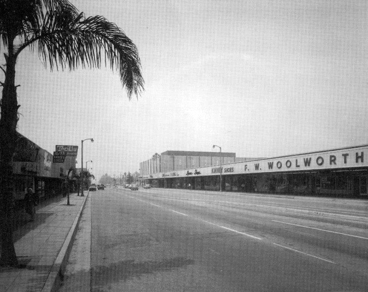 California Santa Ana Sky View of Main Street & Fashion Square 1959 Photo 