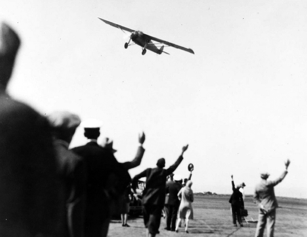 Photo Charles A May 31 Louis in background 1927 with Spirit of St Lindbergh