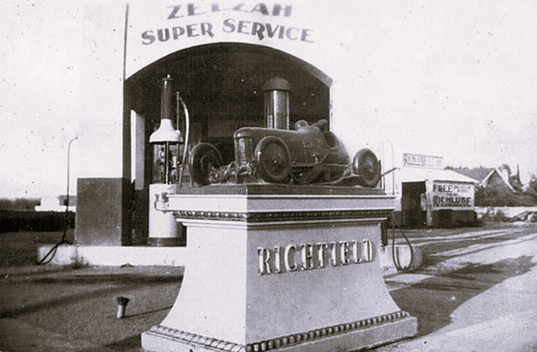 Nighttime Vintage Gas Station Photo, Hollywood, California, 1942